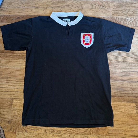 Portugal Legends Other - Portugal Legends‎ FPF Mens Black Rugby Shirt Short Sleeve Cotton Jersey Size S